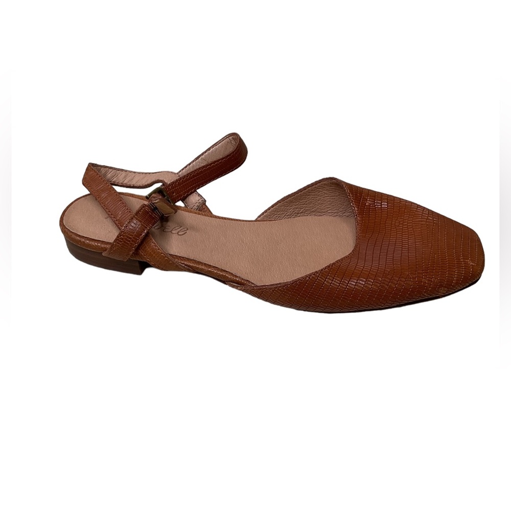 1711-MADEWELL Women's Flat Sandals Brown Color 100% Leather Upper Square Toe.